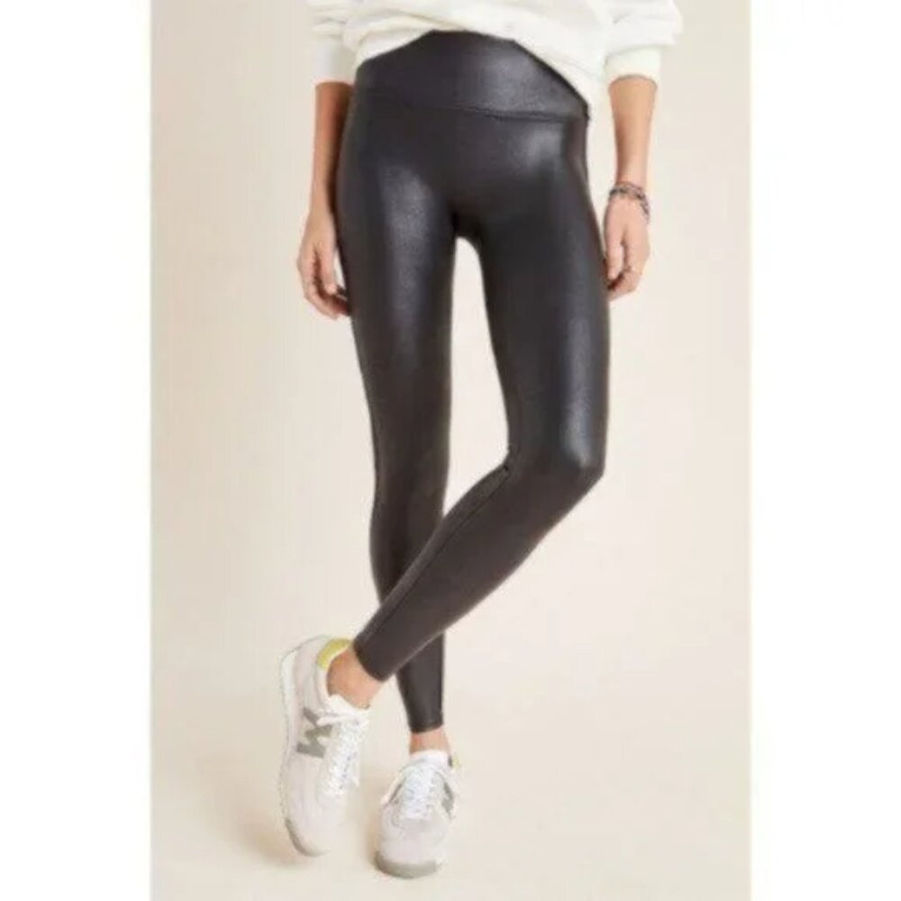 SPANX Faux Leather Leggings Black High Waist SIZE MEDIUM